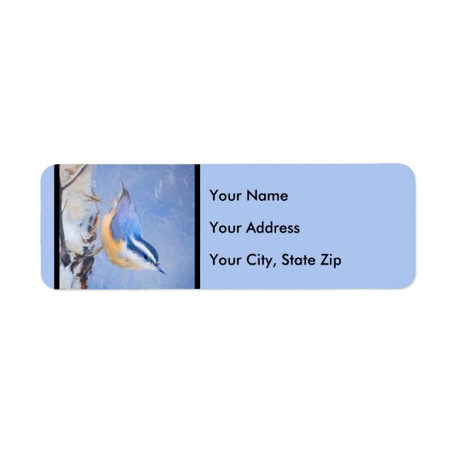 Red-Breasted Nuthatch Painting Original Bird Art Label (Front)
