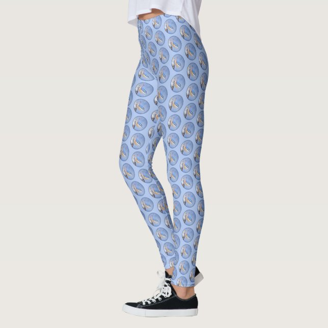 Red-Breasted Nuthatch Painting Original Bird Art Leggings (Left)
