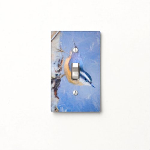 Red_Breasted Nuthatch Painting Original Bird Art Light Switch Cover