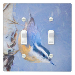 Red-Breasted Nuthatch Painting Original Bird Art Light Switch Cover