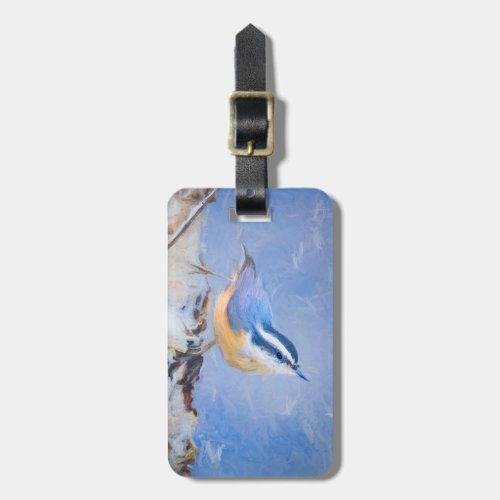 Red_Breasted Nuthatch Painting Original Bird Art Luggage Tag