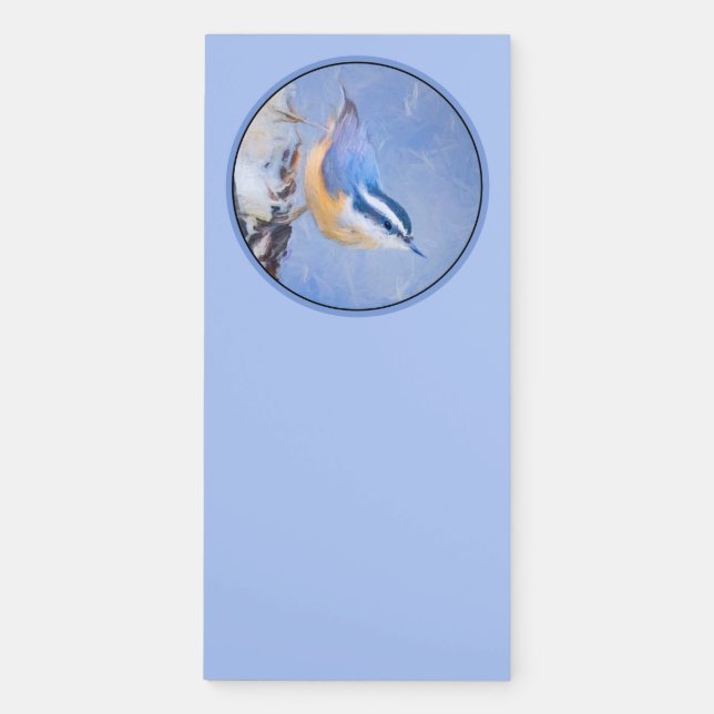 Red-Breasted Nuthatch Painting Original Bird Art Magnetic Notepad (Front)