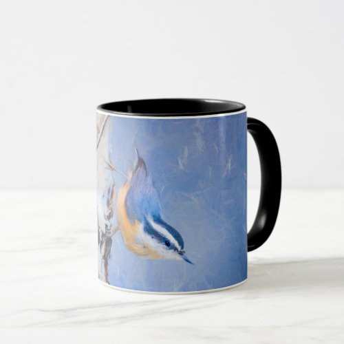 Red_Breasted Nuthatch Painting Original Bird Art Mug