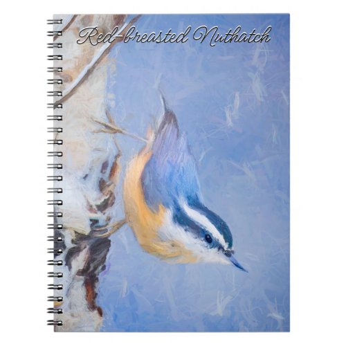 Red_Breasted Nuthatch Painting Original Bird Art Notebook