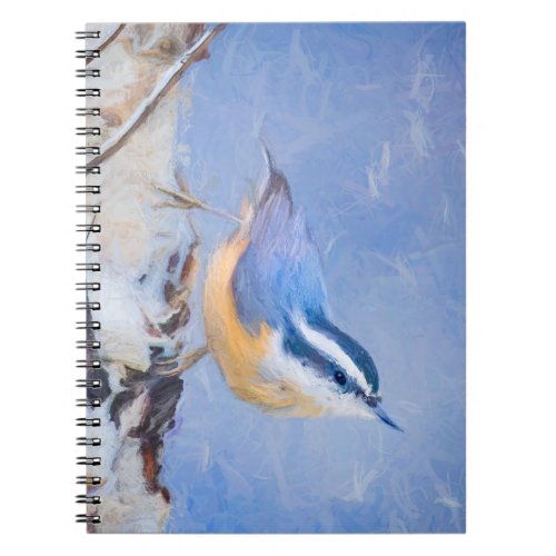 Red_Breasted Nuthatch Painting Original Bird Art Notebook