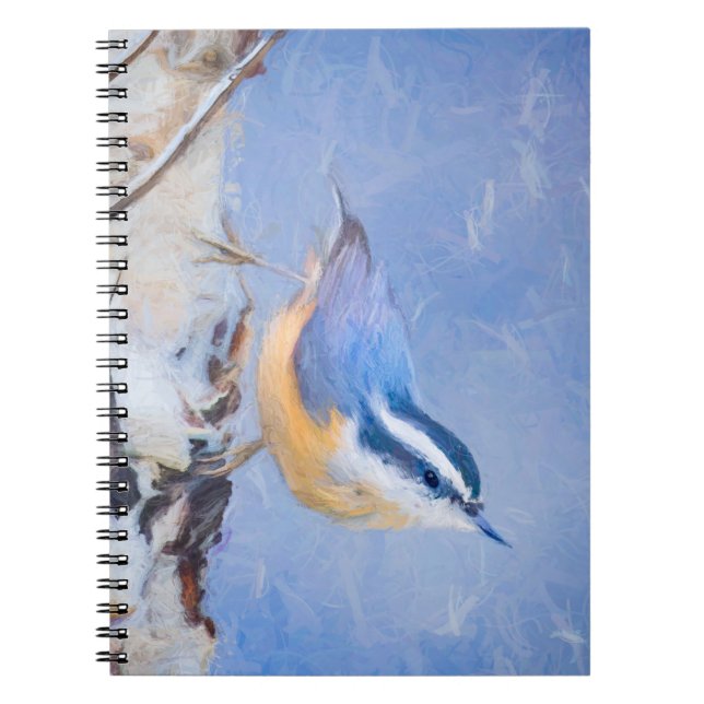 Red-Breasted Nuthatch Painting Original Bird Art Notebook (Front)