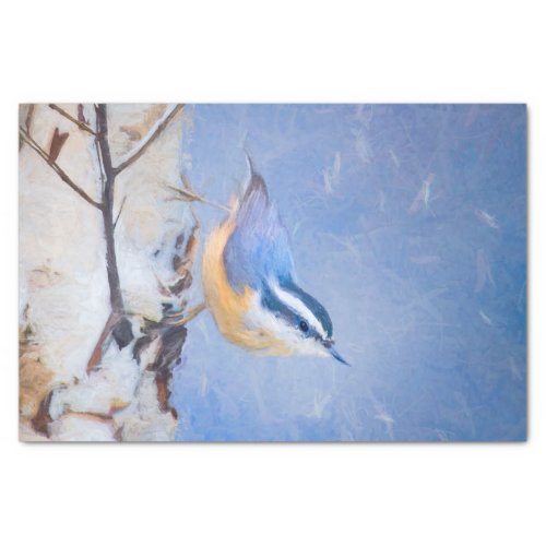 Red_Breasted Nuthatch Painting Original Bird Art Tissue Paper