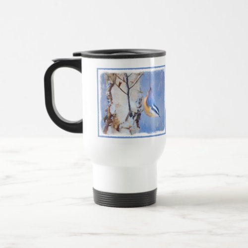 Red_Breasted Nuthatch Painting Original Bird Art Travel Mug