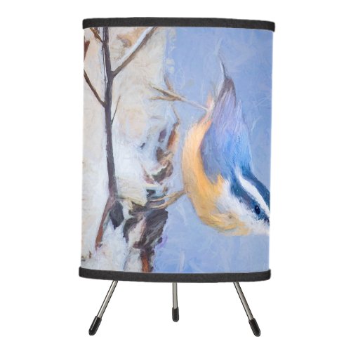 Red_Breasted Nuthatch Painting Original Bird Art Tripod Lamp