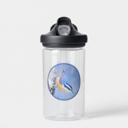 Red_Breasted Nuthatch Painting Original Bird Art Water Bottle