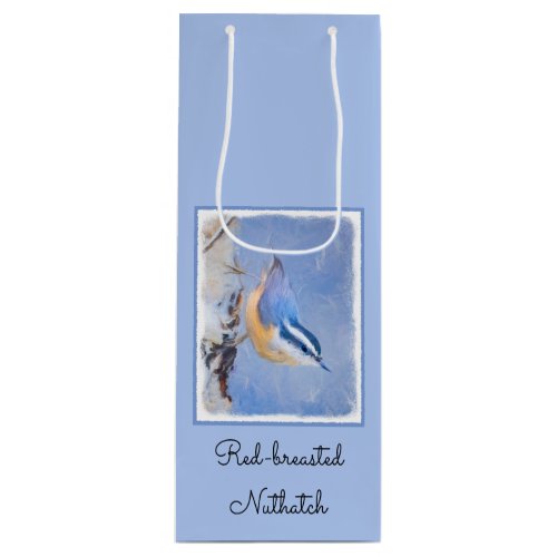 Red_Breasted Nuthatch Painting Original Bird Art Wine Gift Bag