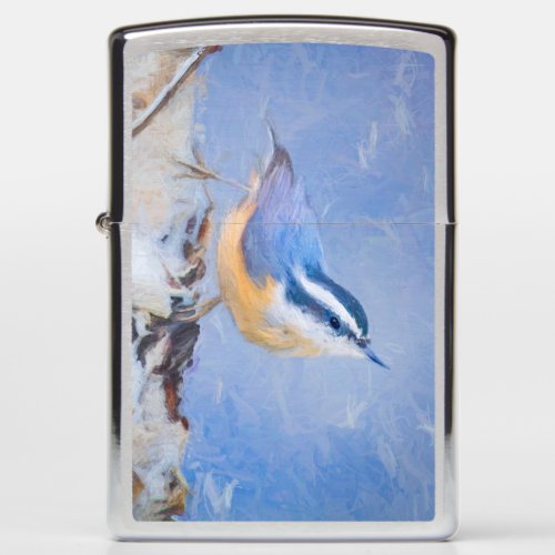 Red_Breasted Nuthatch Painting Original Bird Art Zippo Lighter