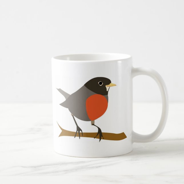 Red Breasted Robin on Branch Coffee Mug (Right)