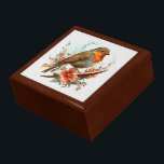 Red Breasted Robin On Floral Branch Gift Box<br><div class="desc">Store your treasures or give a treasure gift box to someone as a beautiful gift. 
 Choices of wood frames are now available.
Many designs for different occasions are available in my store.</div>