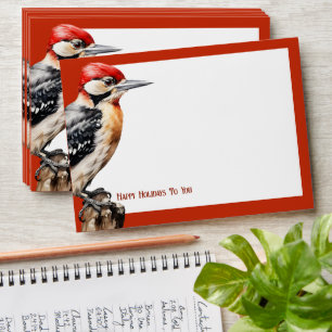 Red Breasted Woodland Woodpecker Holiday Envelope
