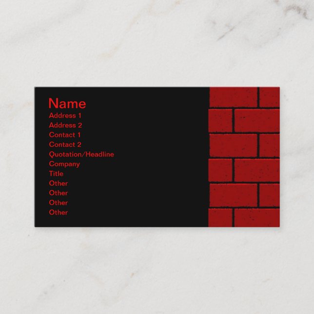 RED BRICK BACKGROUNDS RECTANGLE SHAPES GRAPHICS CO BUSINESS CARD (Front)