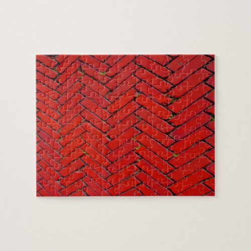 Red Brick Chevron pattern Jigsaw Puzzle