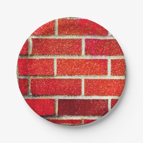 Red Brick  Glitter Holiday Christmas Party Paper Plates