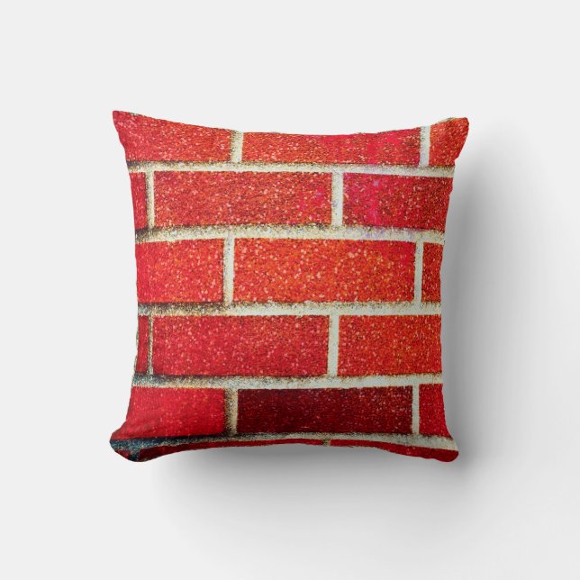 Red Brick & Glitter Holiday Party Modern Glam Chic Throw Pillow (Front)
