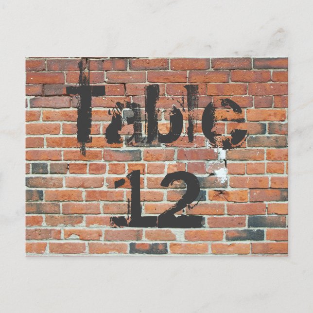 Red Brick Graffiti Reception Table Numbers (Front)