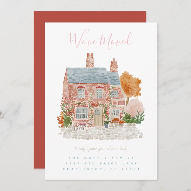 Red Brick Home Moving Announcement  (Front/Back)