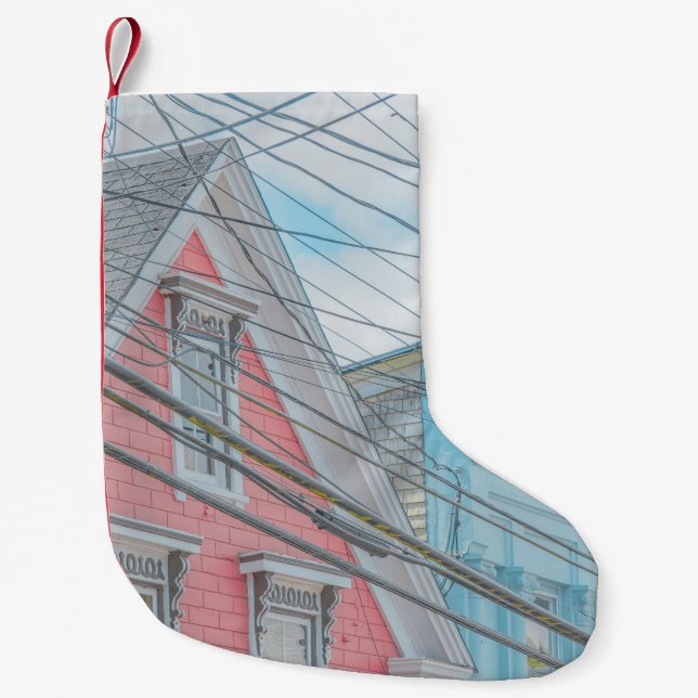 RED BRICK HOUSE SMALL CHRISTMAS STOCKING (Front)