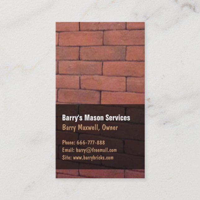 Red Brick Mason Business Cards (Front)
