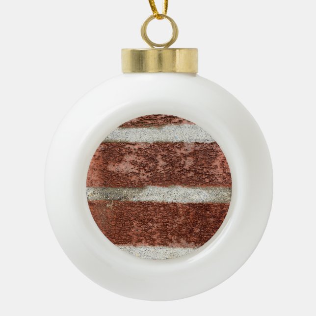 Red Brick Wall Concrete Cement Texture Ceramic Ball Christmas Ornament (Front)
