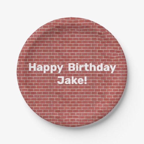 Red Brick Wall Customizable Paper Plate