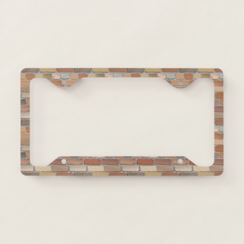 Red brick wall license plate frame