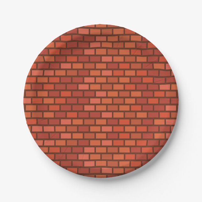 Red brick wall paper plates (Front)