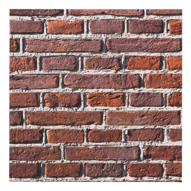 Red brick wall stone bricks masonry faux canvas print (Front)