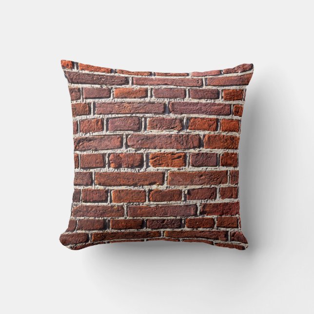 Red brick wall stone bricks masonry throw pillow (Front)