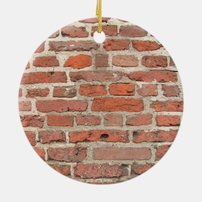 Red Brick Wall Structure Ceramic Ornament (Back)
