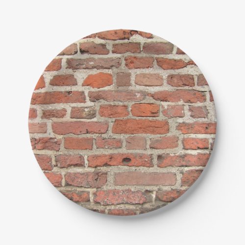 Red Brick Wall Structure Paper Plates