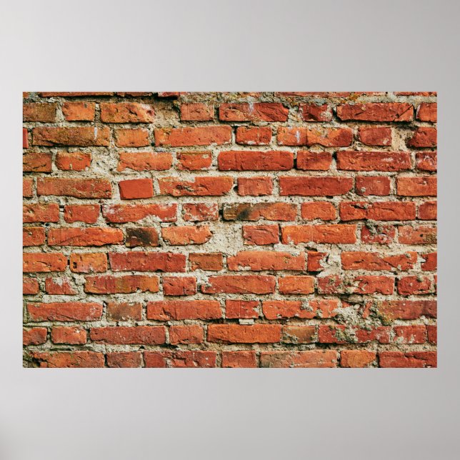 Red brick wall texture grunge background. Abstract Poster (Front)