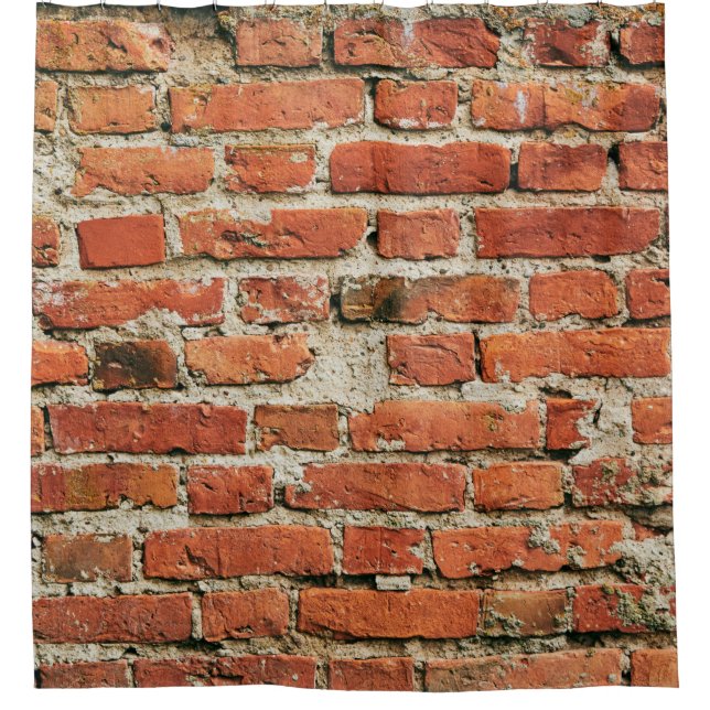 Red brick wall texture grunge background. Abstract Shower Curtain (Front)