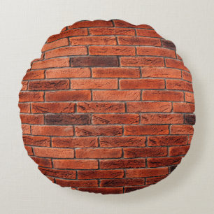Red brick wall texture grunge backgroundbrick,wall round pillow