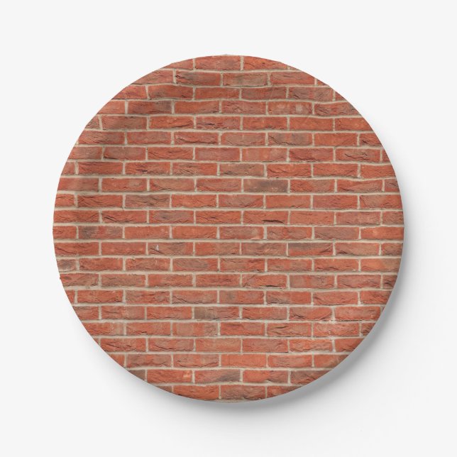 Red brick wall texture paper plates (Front)