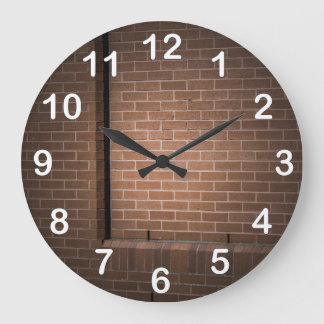 Red Brick Wall Textured Large Clock