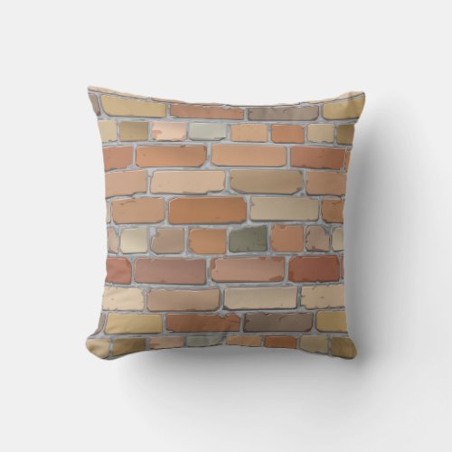 Red brick wall throw pillow