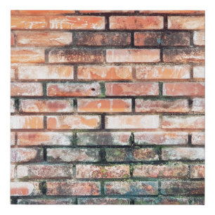 Red brick wall with stainsabstract,aged,architectu faux canvas print