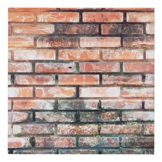 Red brick wall with stainsabstract,aged,architectu faux canvas print (Front)