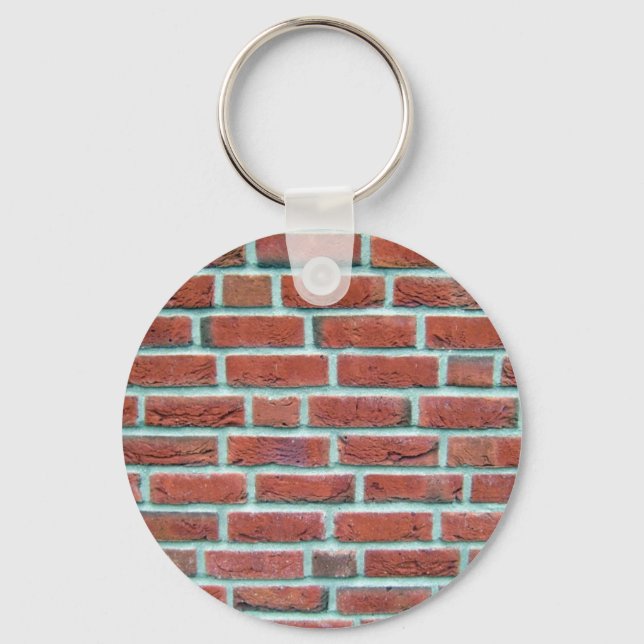 Red Brick Wall With White Line Pattern Keychain (Front)