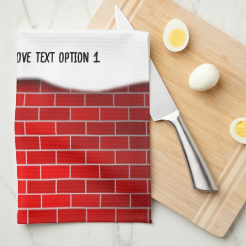 Red Brick with Snow Drift Christmas Kitchen Towel
