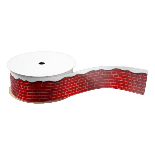 Red Brick with Snow Drift _ Snowy Top Grosgrain Ribbon