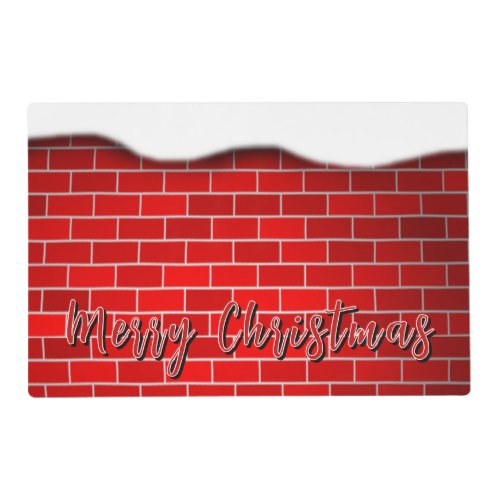 Red Brick with Snow Drift - Snowy Top Placemat