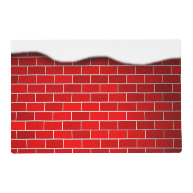 Red Brick with Snow Drift - Snowy Top Placemat (Front)