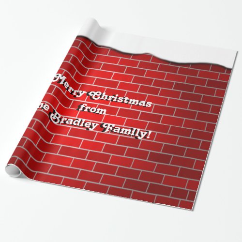 Red Brick with Snow Drift _ Snowy Top Wrapping Paper