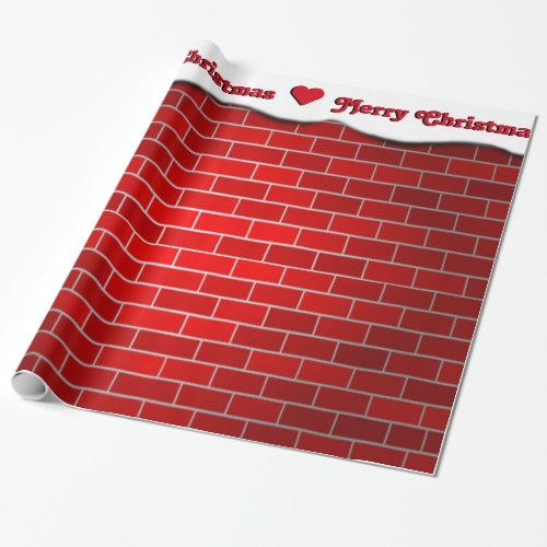 Red Brick with Snow Drift _ Snowy Top Wrapping Paper